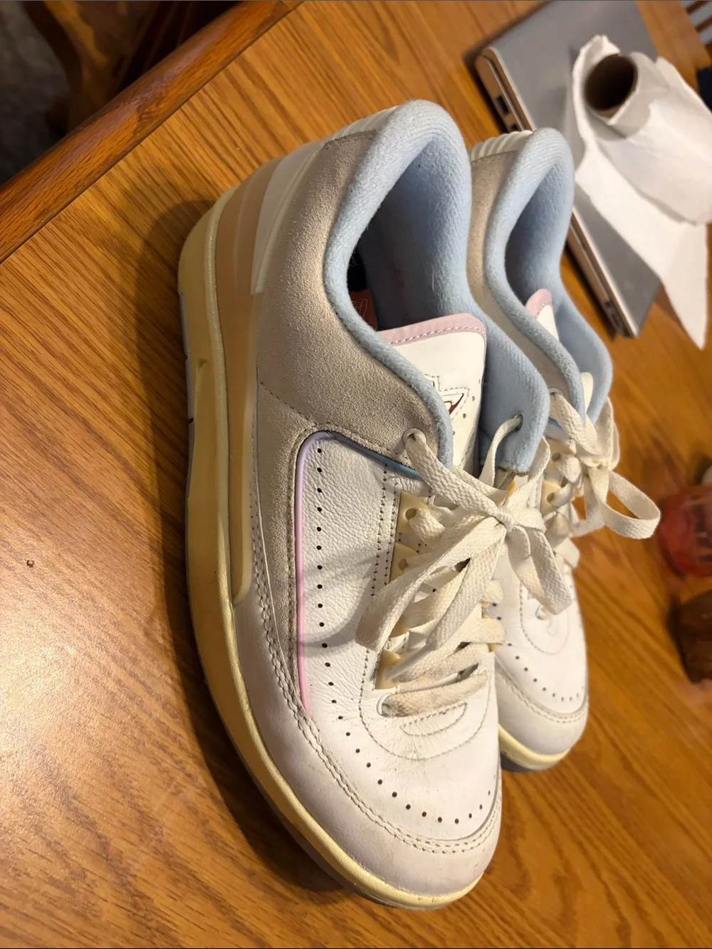 Jordan Women’s White Sneakers with Light Pink Accents